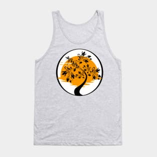 Black Tree and Orange Sun Tank Top